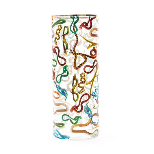 Glass Vase Snakes Cylindrical Big