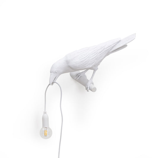 Bird Lamp White Looking Left