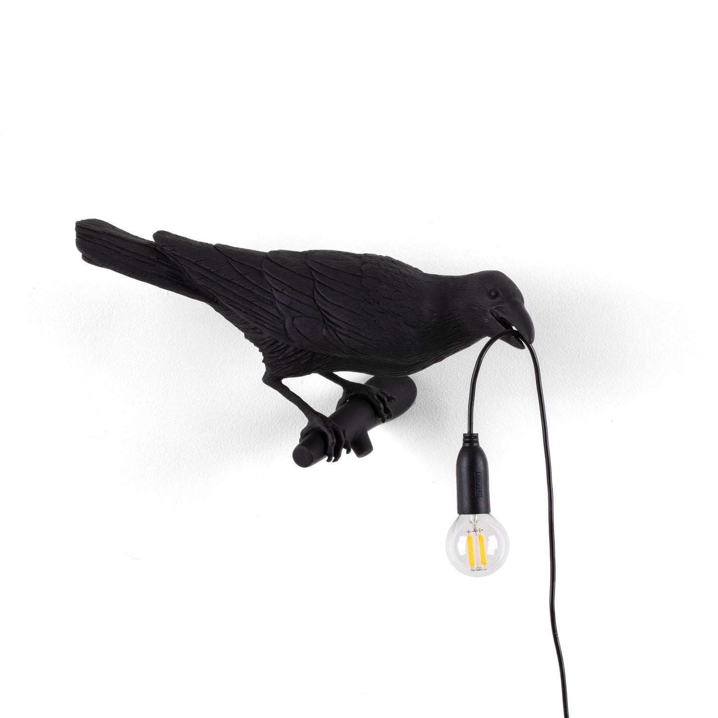 Bird Lamp Black Looking Right OUTDOOR